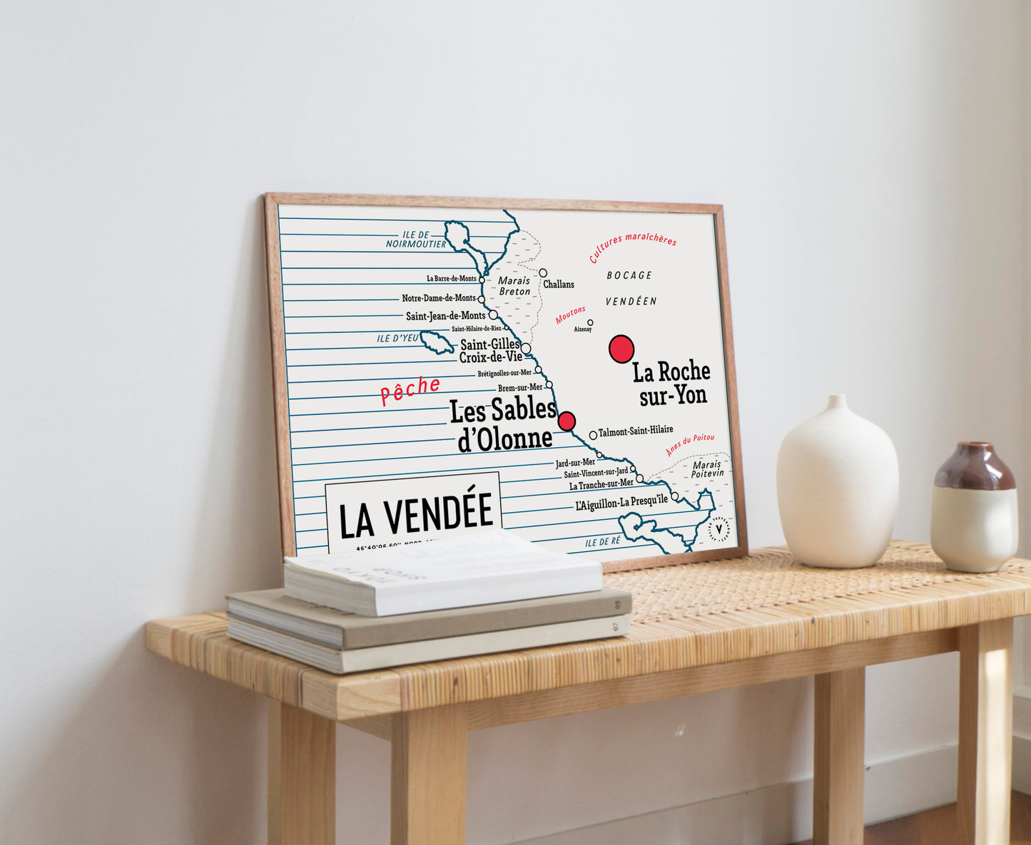 Carte vintage scolaire de la Vendée