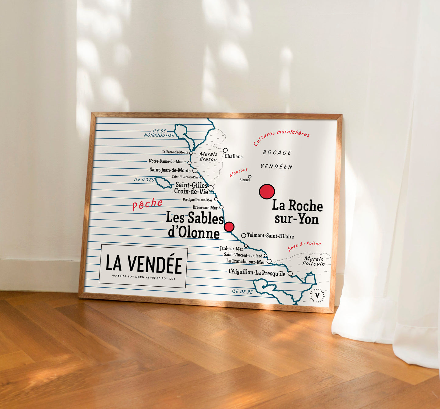 Carte vintage scolaire de la Vendée