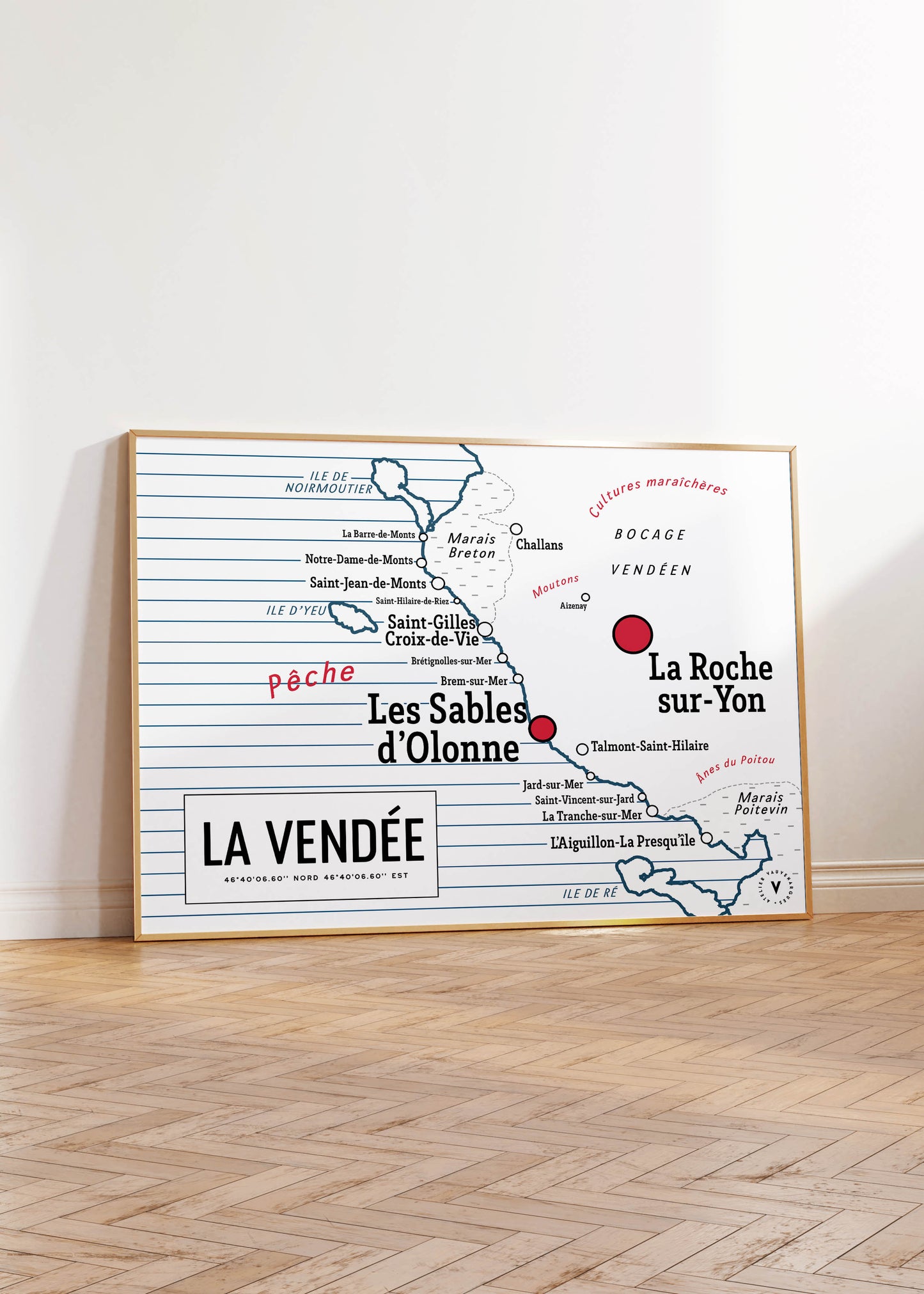 Carte vintage scolaire de la Vendée