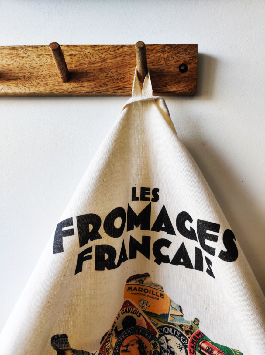 Torchon Carte des fromages Français - 100% coton bio 50x70 cm