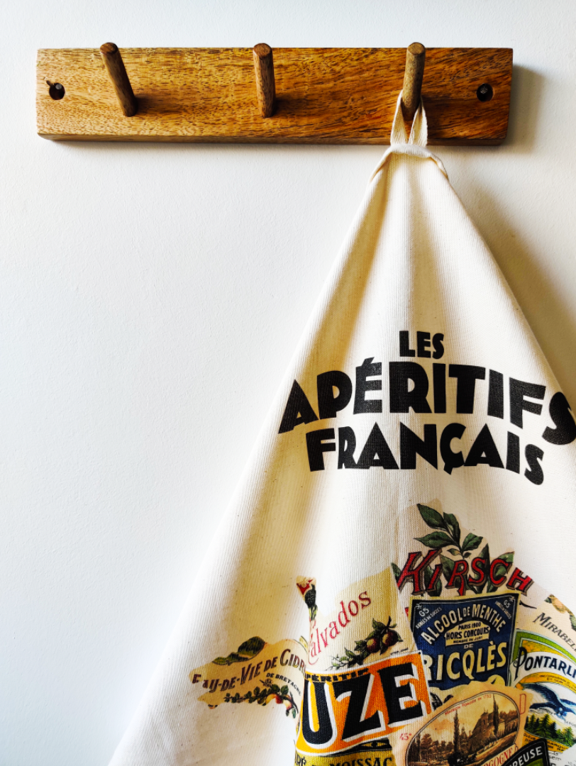 Torchon Carte des apéritifs Français - 100% coton bio 50x70 cm