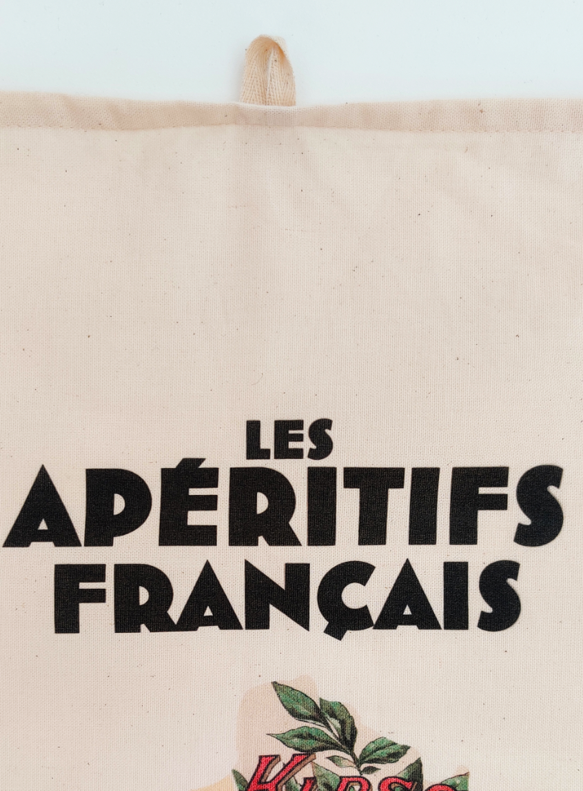 Torchon Carte des apéritifs Français - 100% coton bio 50x70 cm