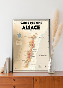 Carte des vins d'Alsace - Affiche 30x40 ou 50x70 cm