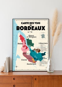 Carte des vins de Bordeaux - Affiche 30x40 ou 50x70 cm