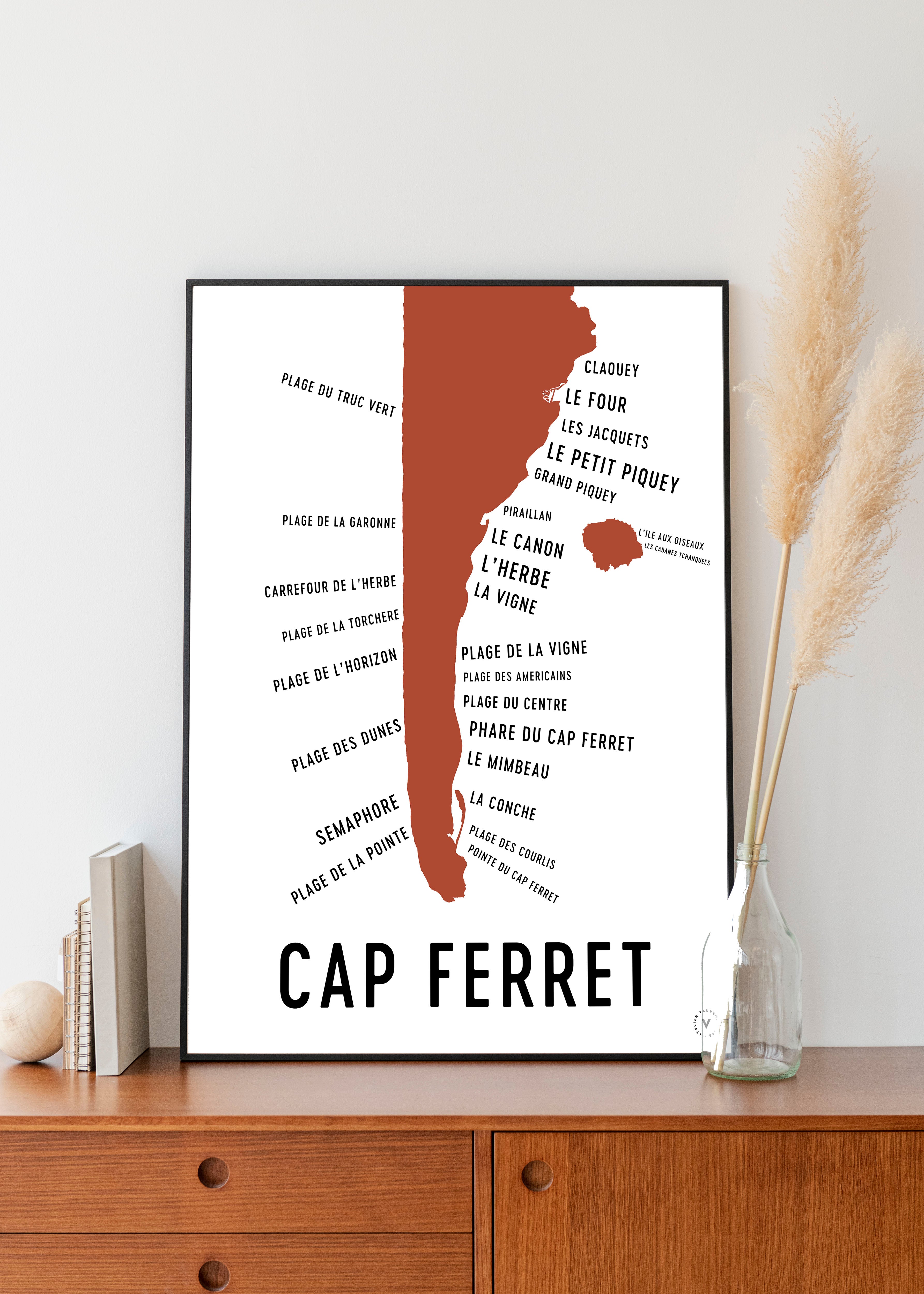 Carte du Cap Ferret - Affiche 30x40 cm