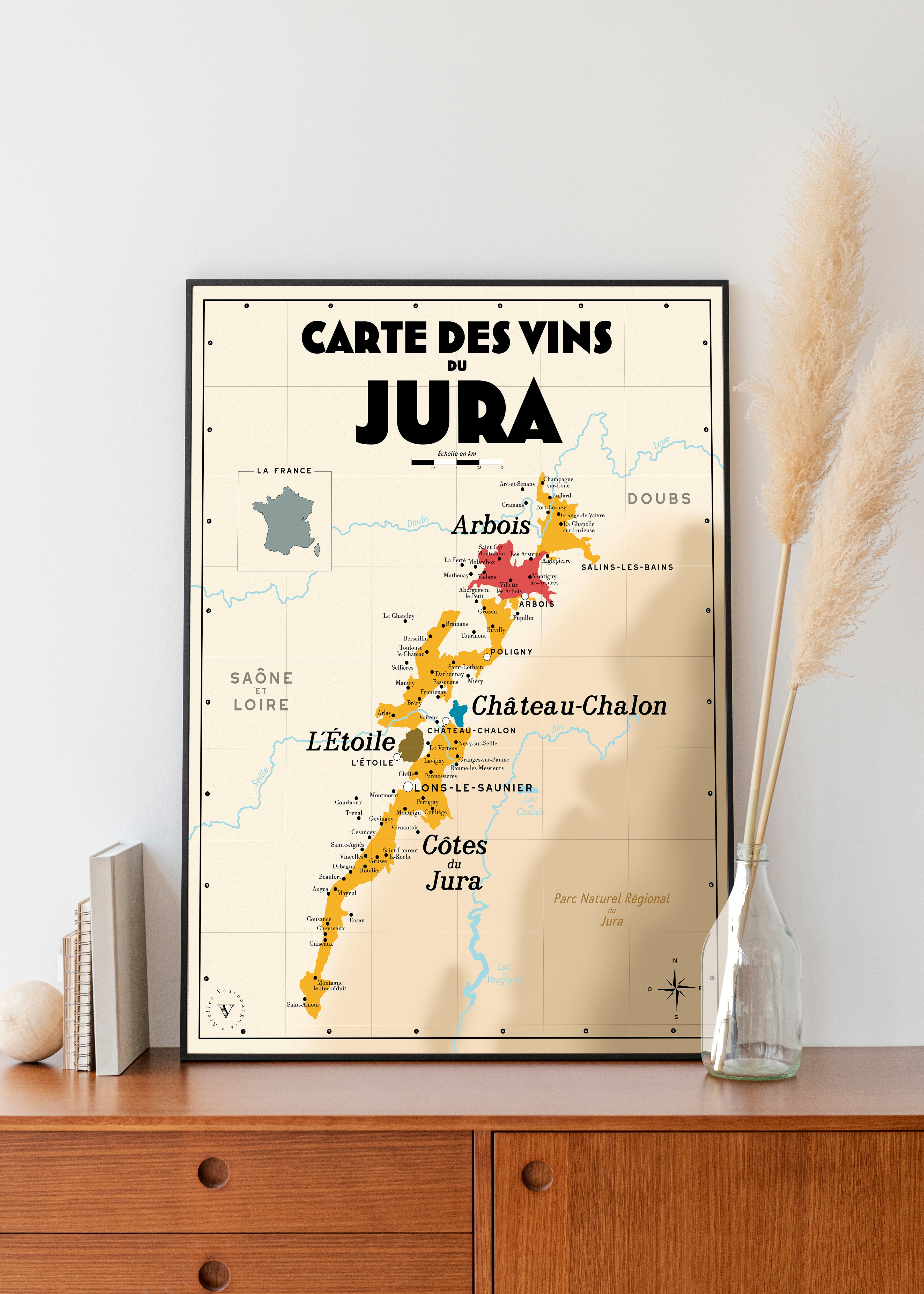Carte des vins du Jura - Affiche 30x40 ou 50x70 cm