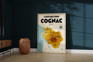 Carte des crus de Cognac - Affiche 30x40 cm