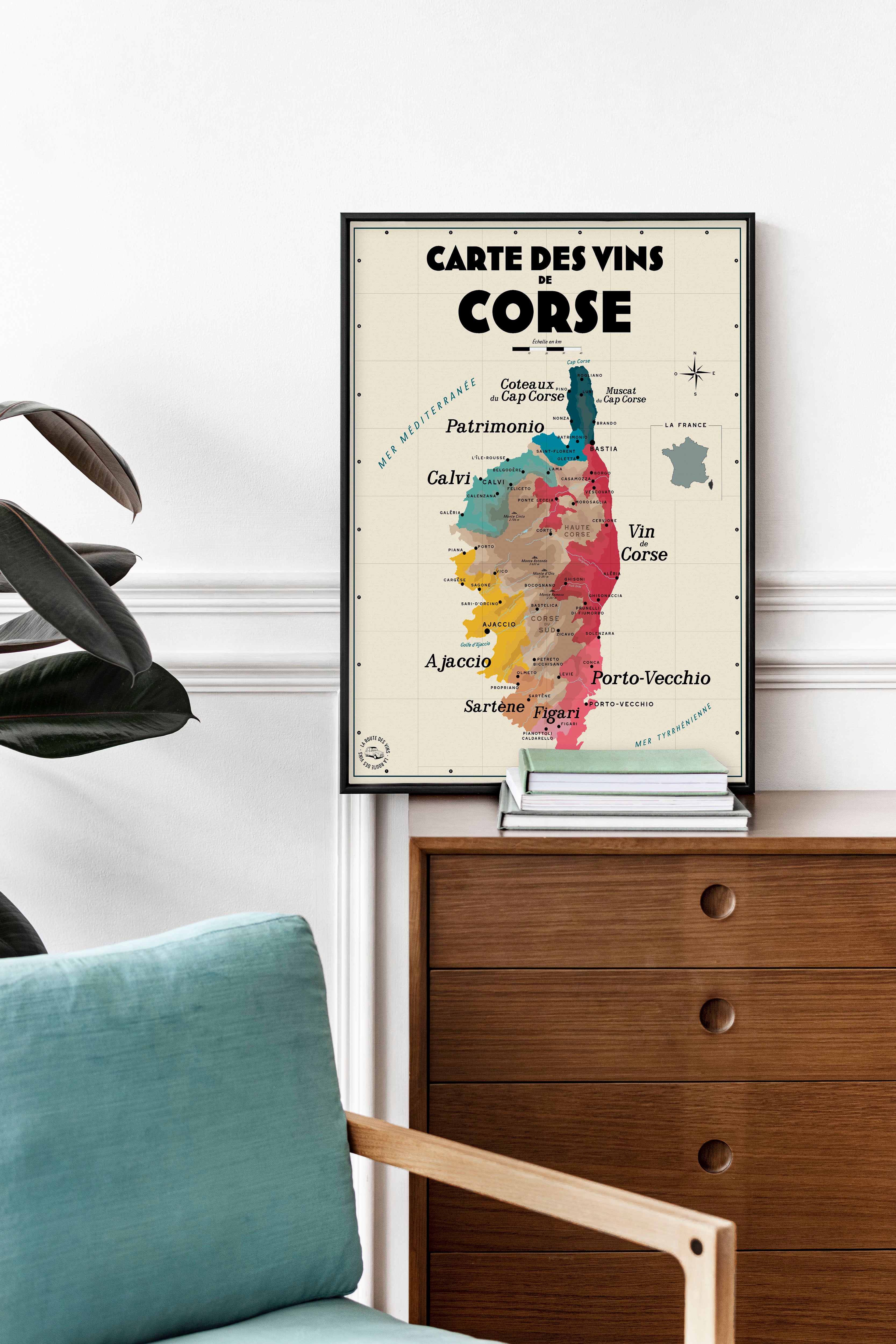 Carte des vins de Corse - Affiche 30x40 cm