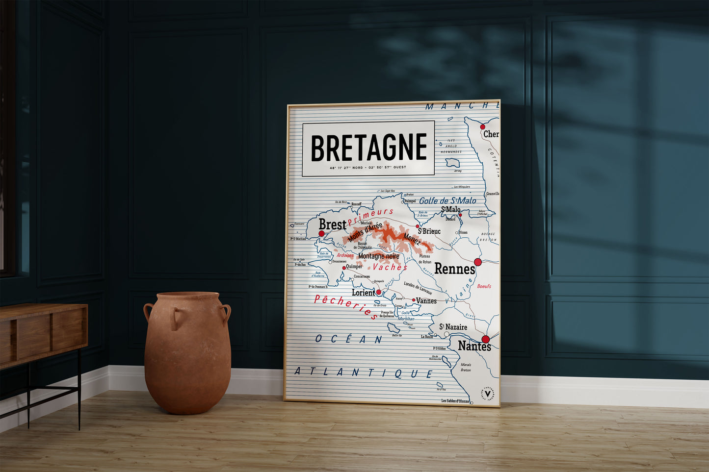 Carte scolaire vintage de la Bretagne