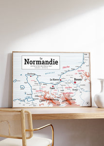 Carte scolaire vintage de la Normandie