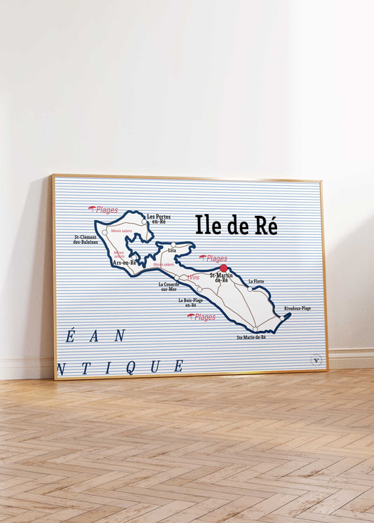 Carte vintage scolaire de l'Île de Ré