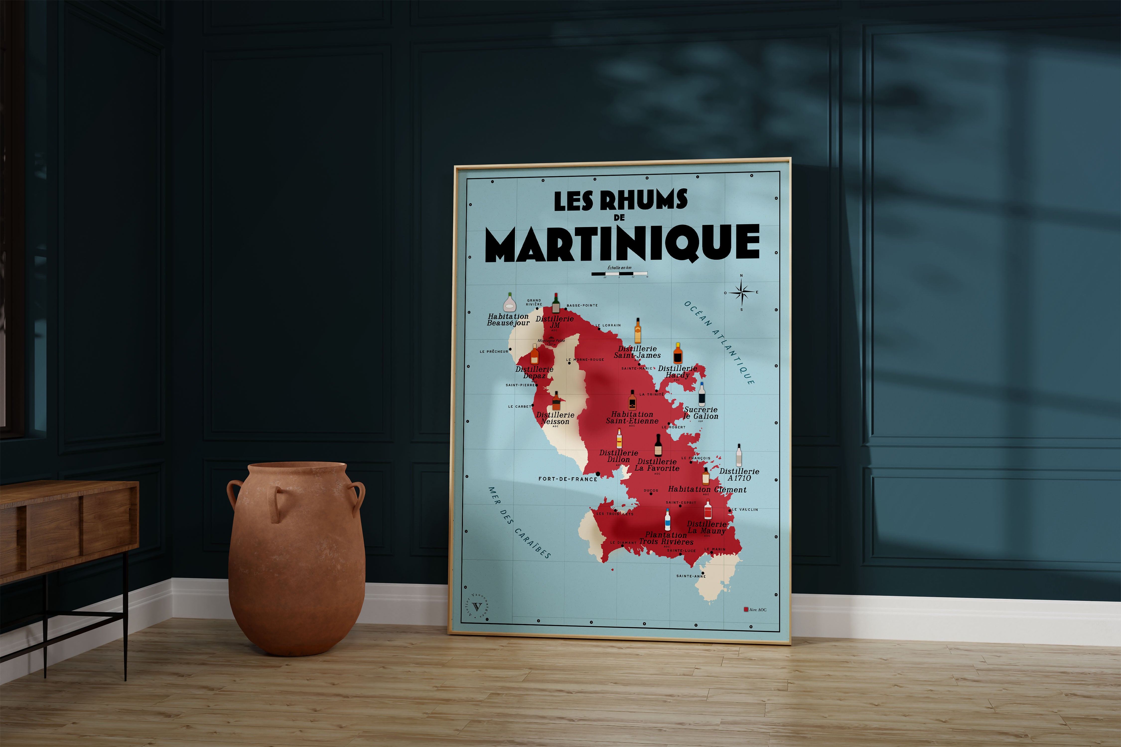 Carte des Rhums de Martinique - Affiche 30x40 ou 50x70 cm