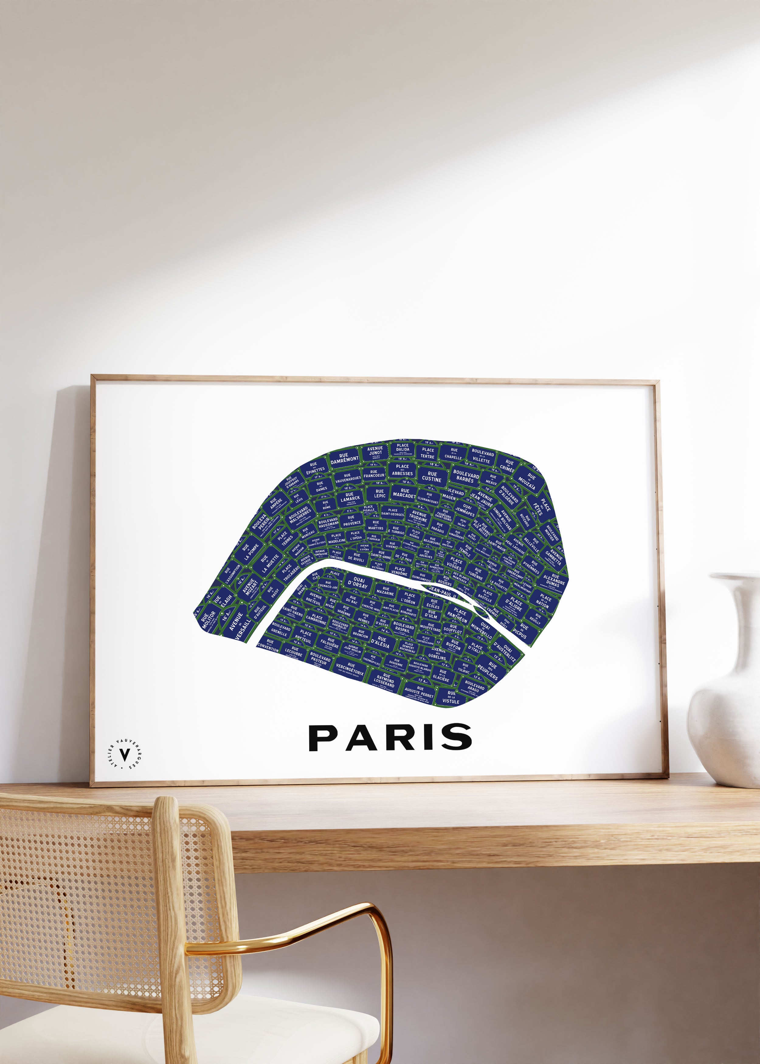 Carte des Rues de Paris - Affiche 30x40 cm