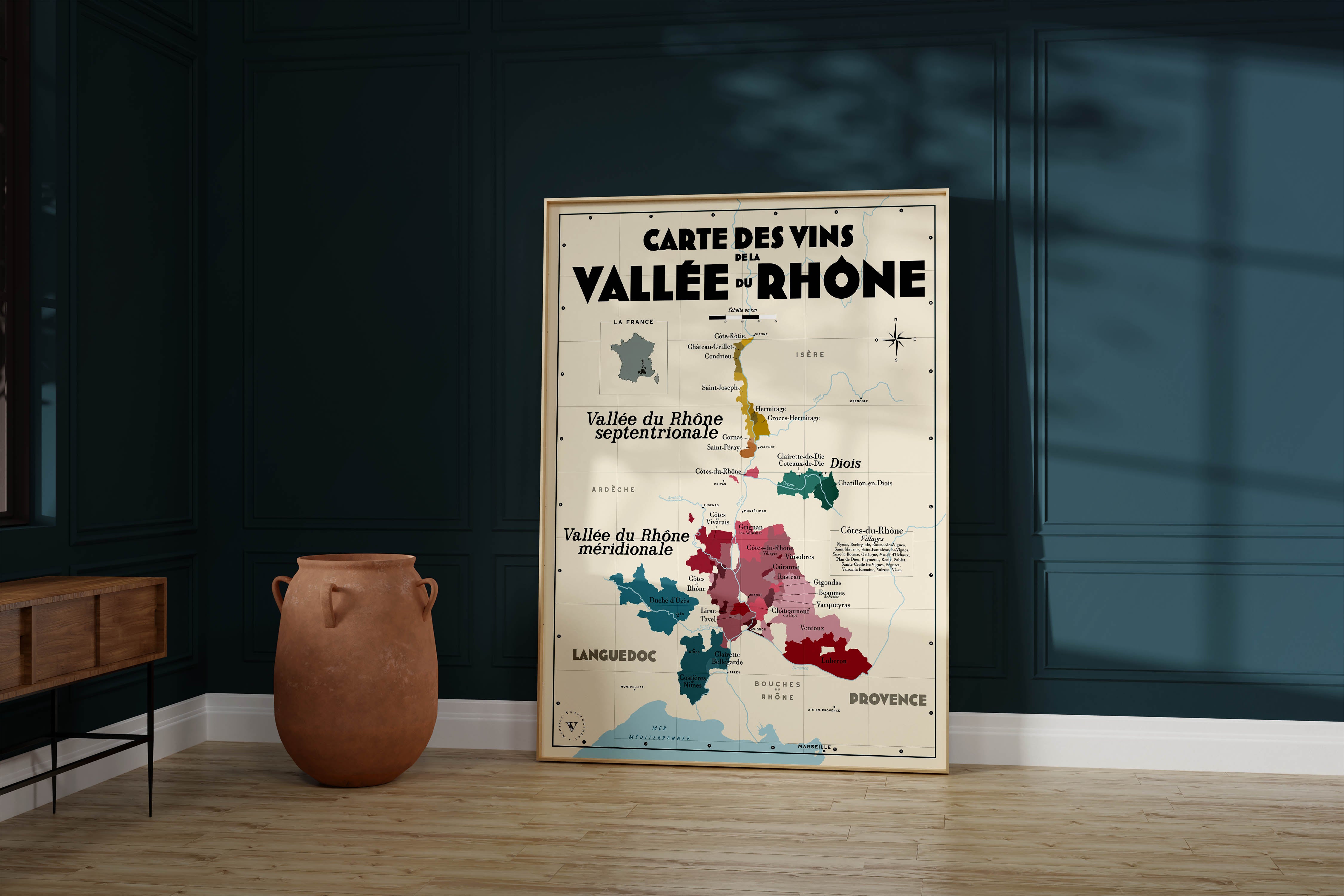 Carte des vins de la Vallée du Rhône