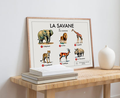 Planche scolaire - La savane