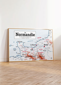 Carte scolaire vintage de la Normandie