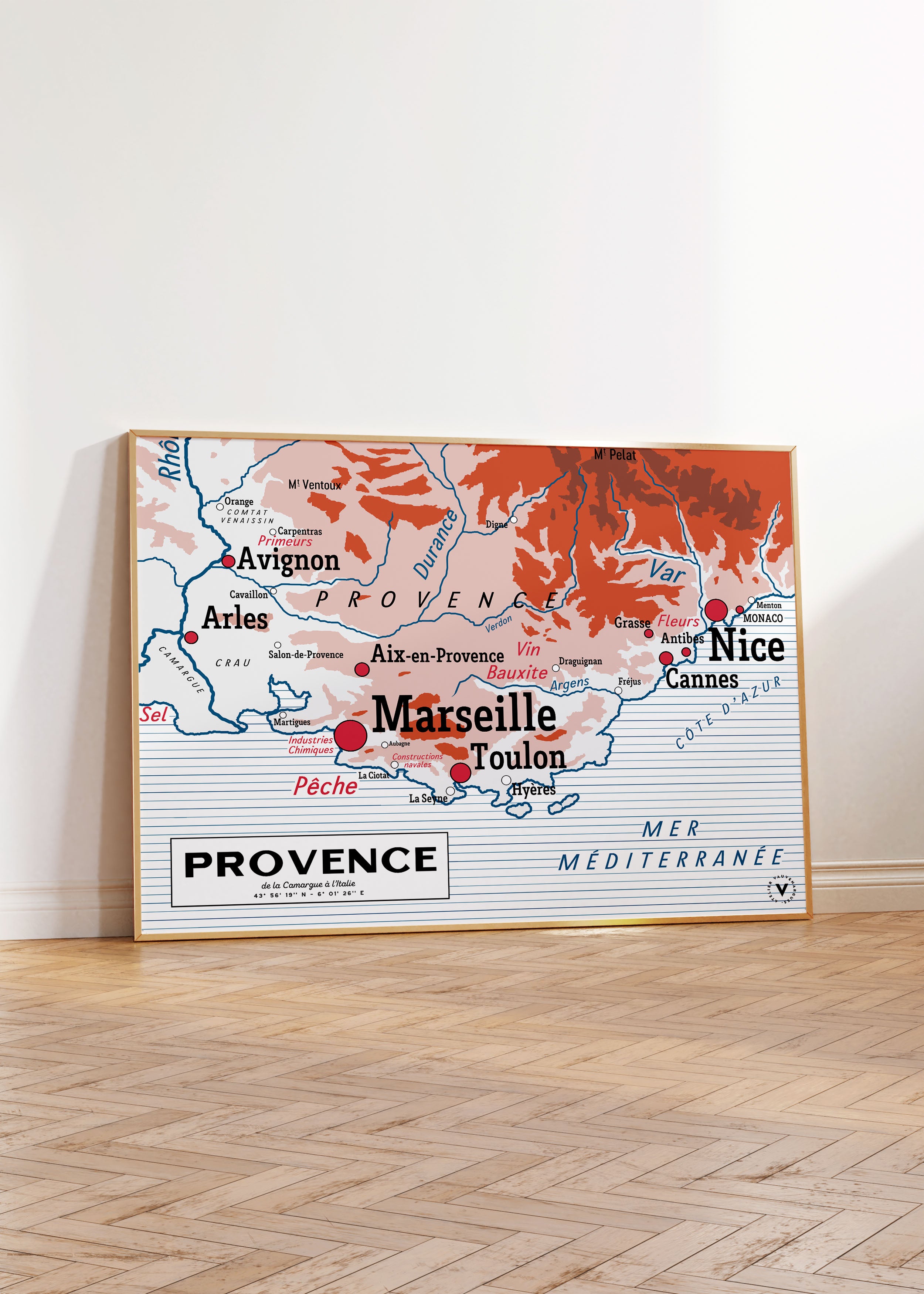 Carte scolaire vintage de la Provence
