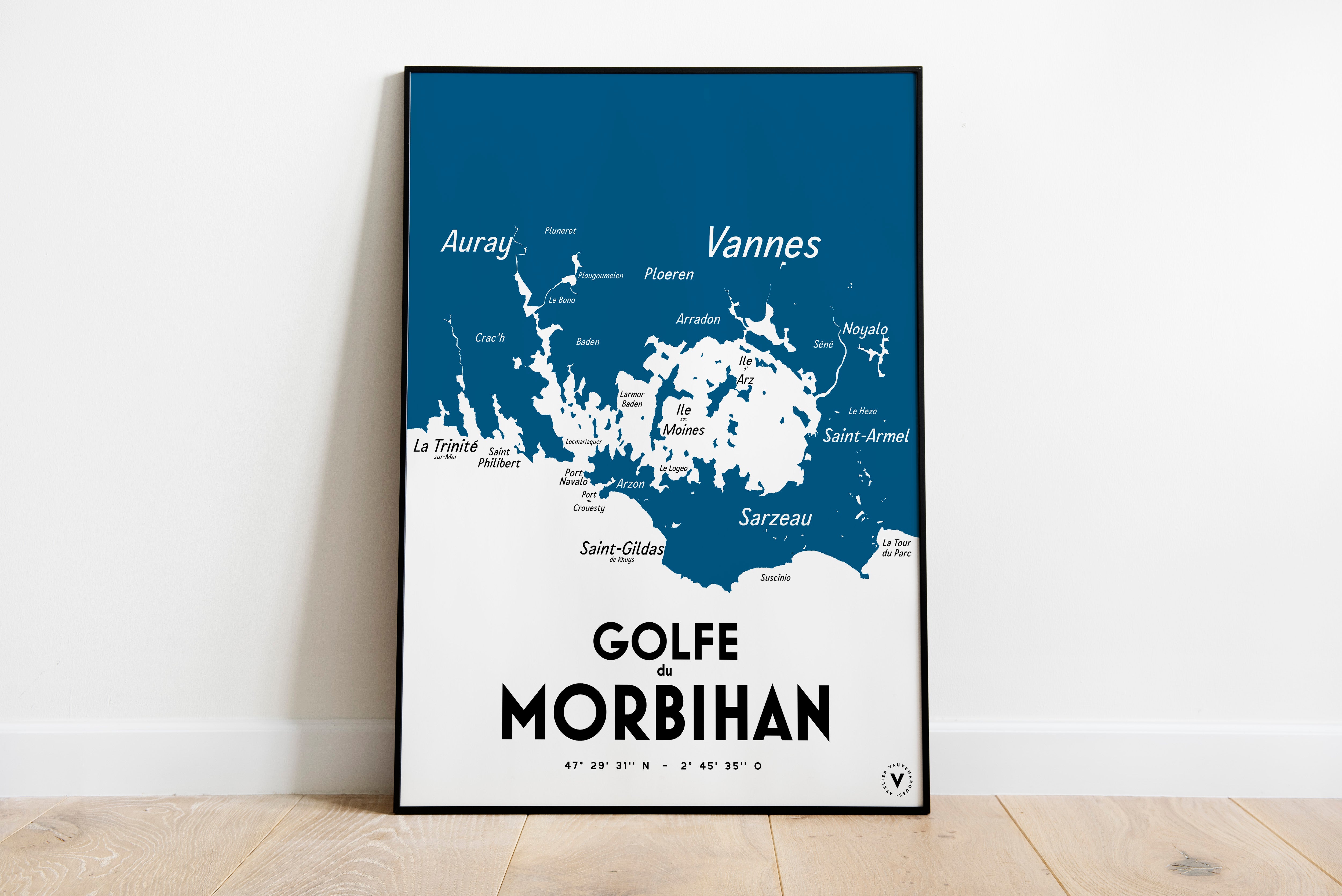 Carte du Golfe du Morbihan - Affiche 30x40 cm