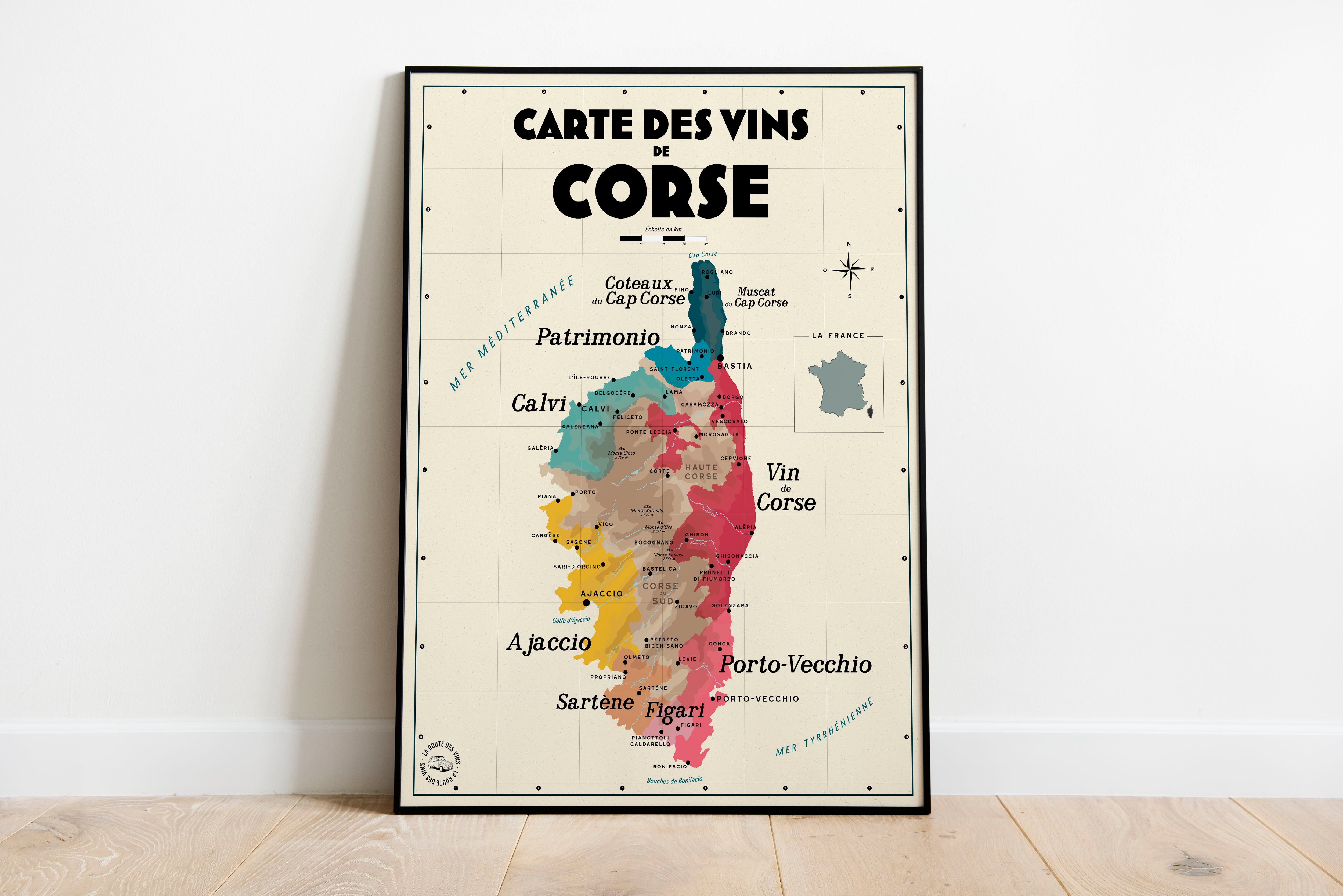 Carte des vins de Corse - Affiche 30x40 cm