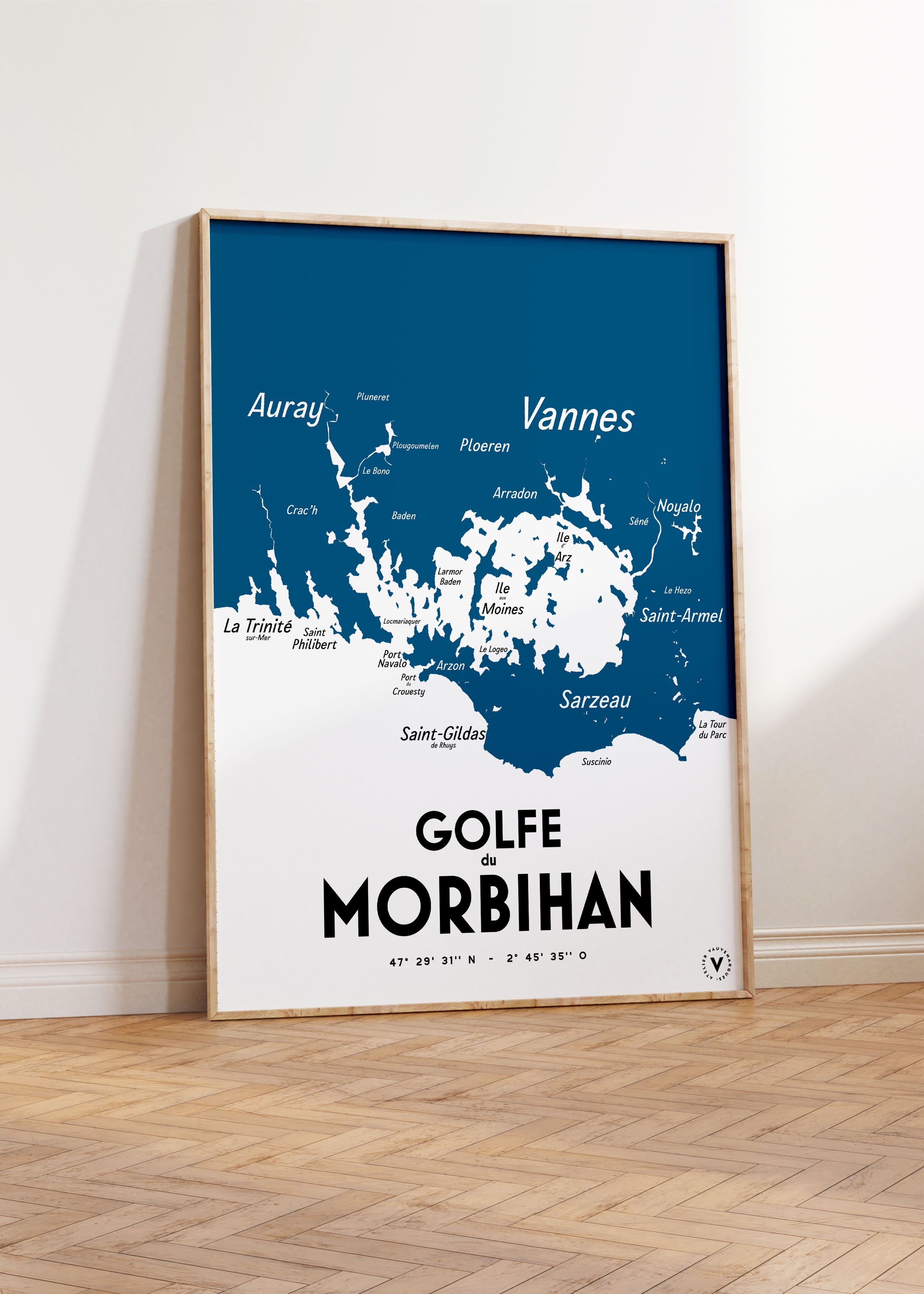 Carte du Golfe du Morbihan - Affiche 30x40 cm