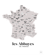 Charger l&#39;image dans la galerie, Carte des abbayes françaises - Affiche 30x40 ou 50x70 cm
