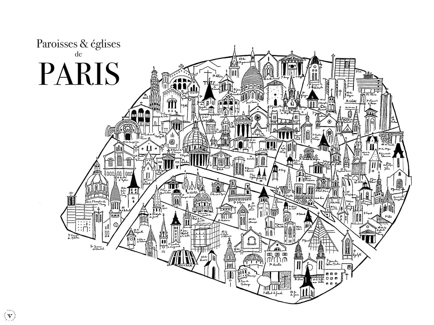 Carte des églises de Paris
