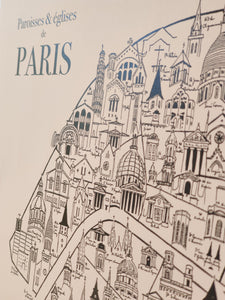 Carte des églises de Paris - Affiche 30x40 ou 50x70 cm