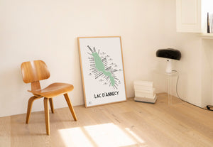 Carte du Lac d'Annecy - Affiche 30x40 ou 50x70 cm