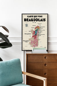 Carte des vins du Beaujolais - Affiche 30x40 ou 50x70 cm