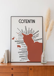 Carte du Cotentin - Affiche 30x40 cm