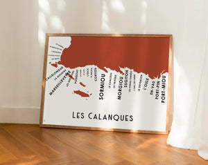 Carte des Calanques - Affiche 30x40 ou 50x70 cm