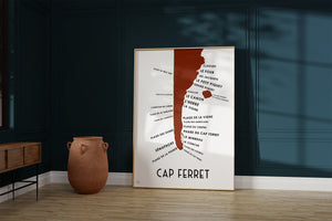 Carte du Cap Ferret - Affiche 30x40 cm