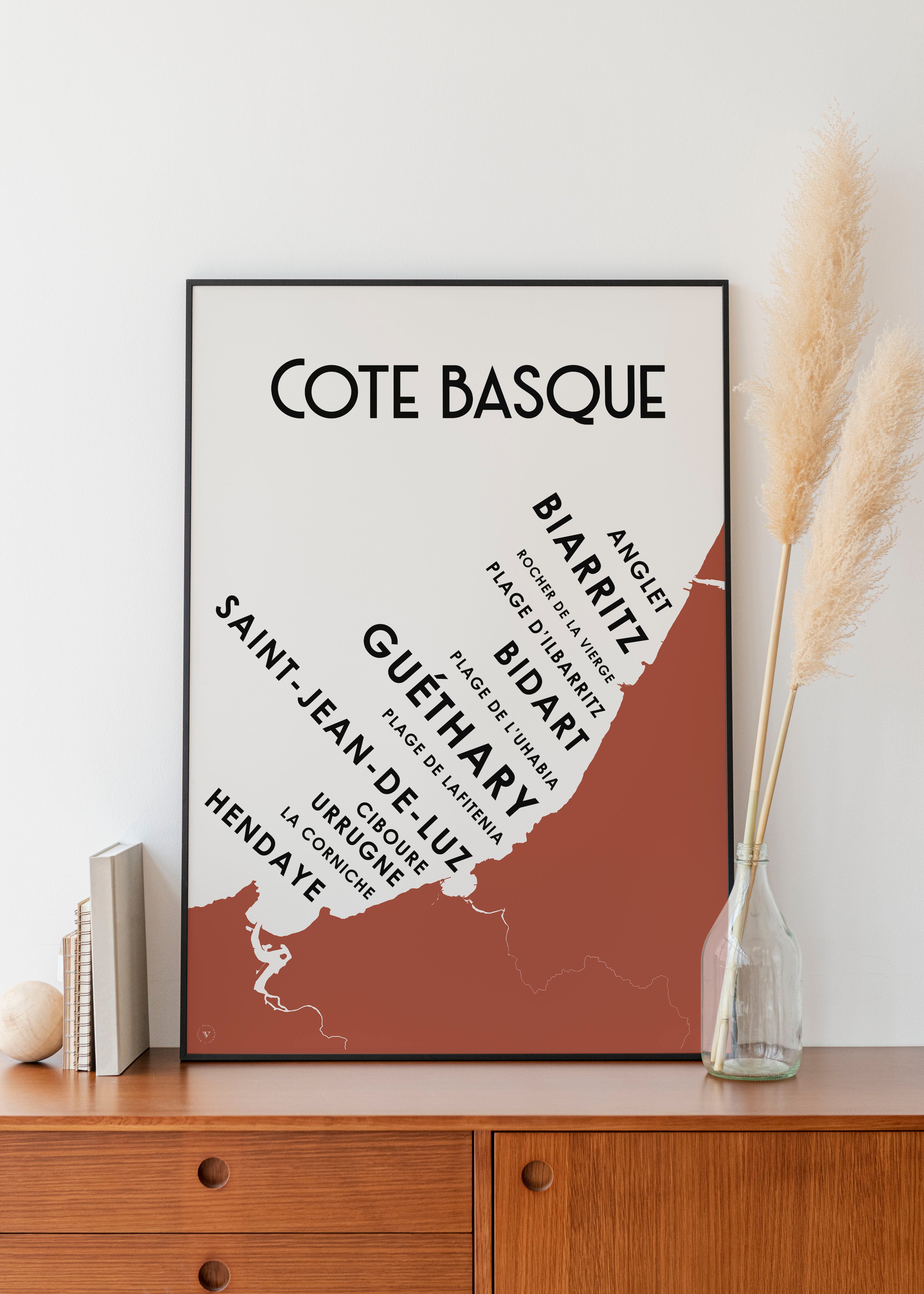 Carte de la Côte basque - Affiche 30x40 cm