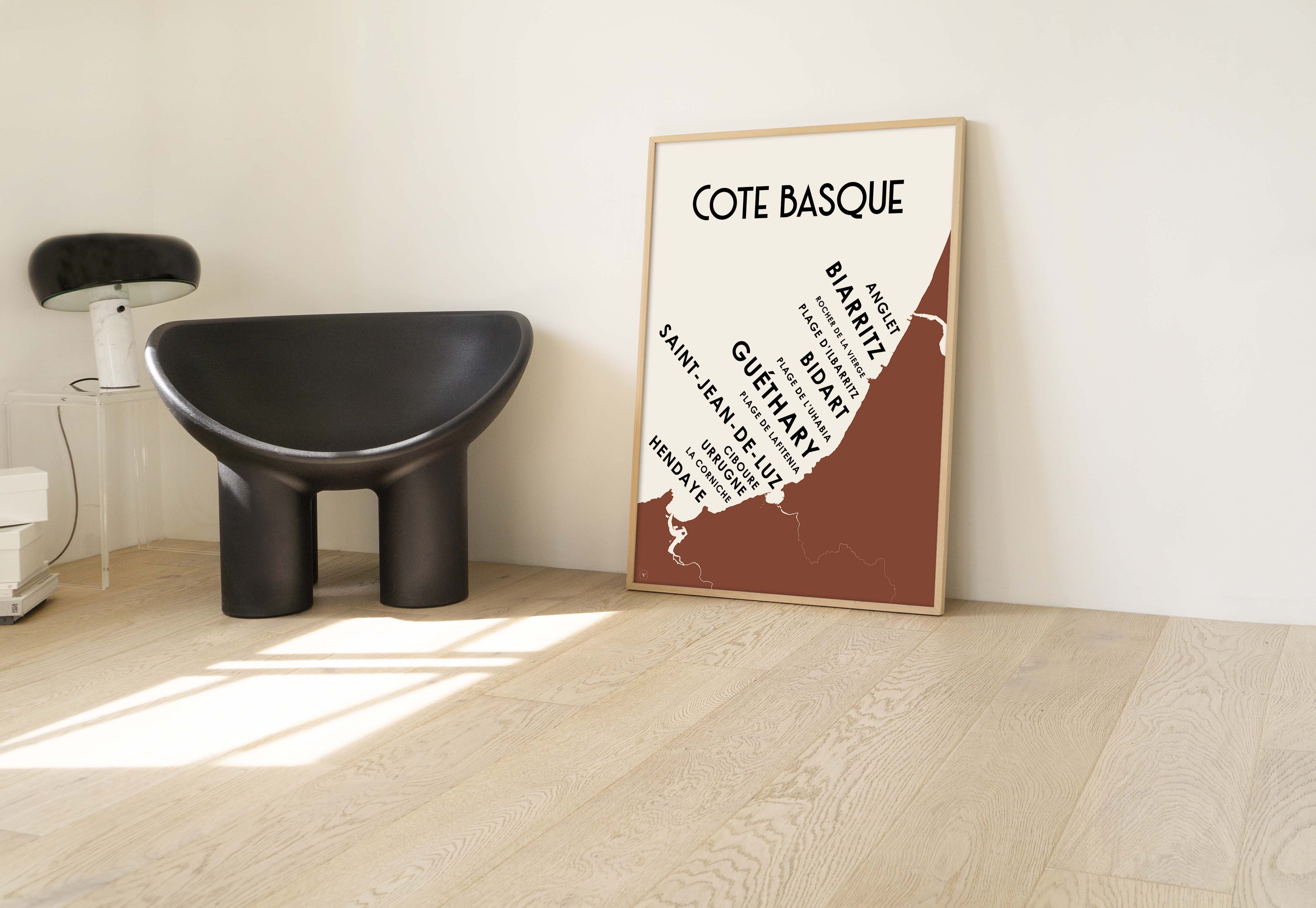 Carte de la Côte basque - Affiche 30x40 cm