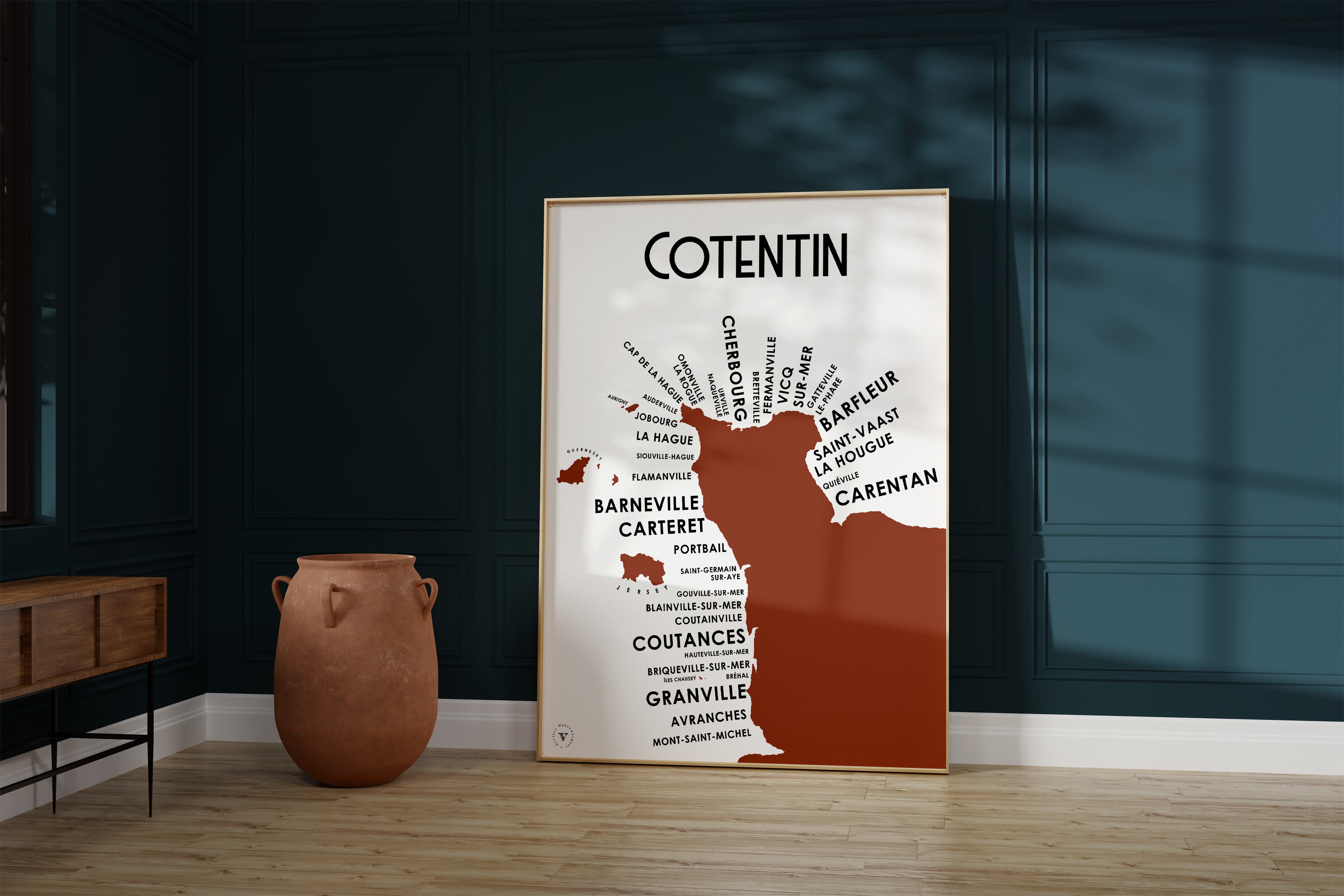 Carte du Cotentin - Affiche 30x40 cm