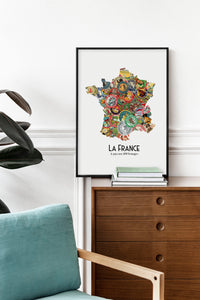 Carte de France des Fromages - Affiche 30x40 ou 50x70 cm
