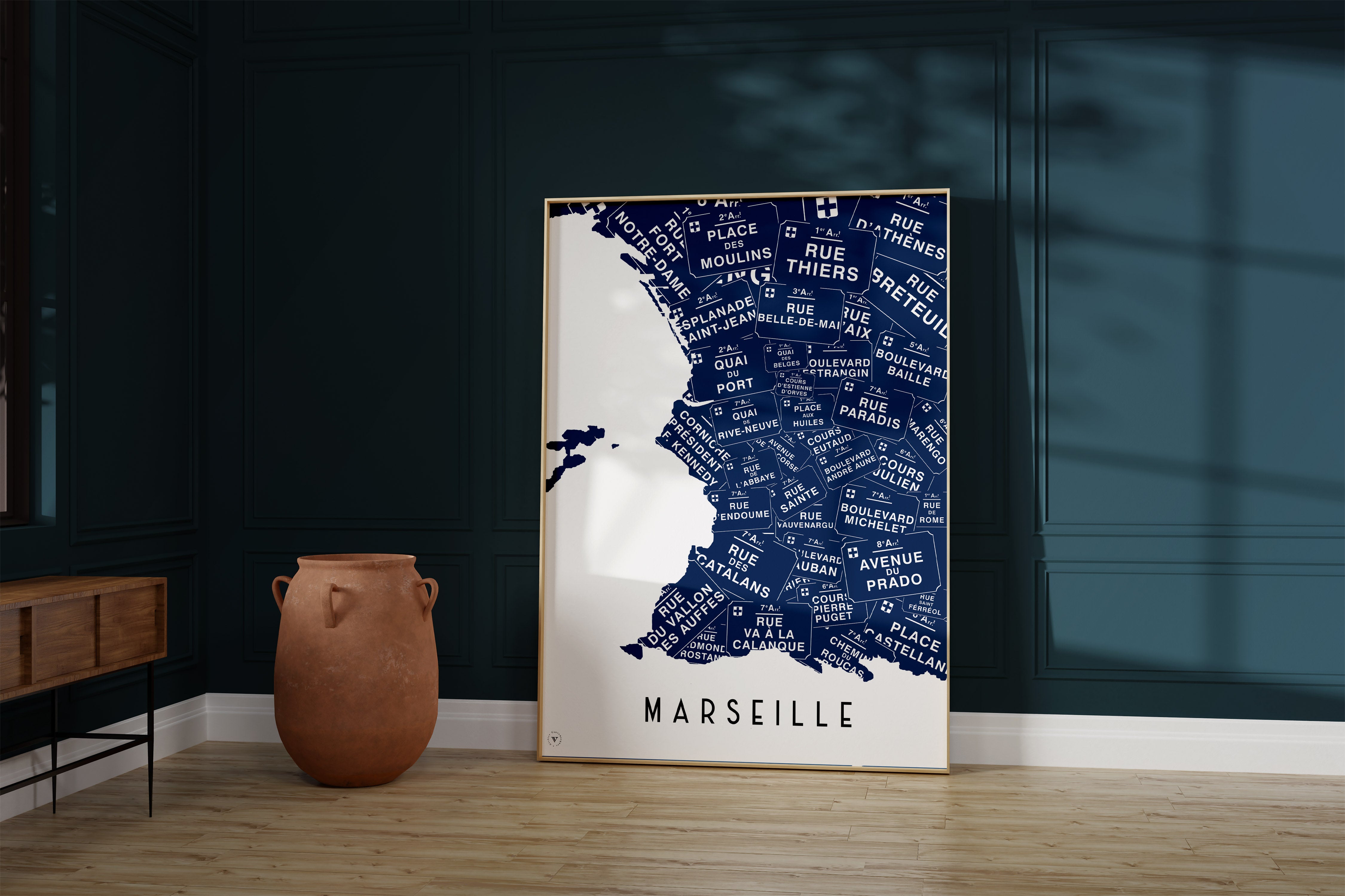 Carte des Rues de Marseille - Affiche 30x40 ou 50x70 cm