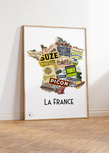 Carte de France des alcools - Affiche 30x40 ou 50x70 cm