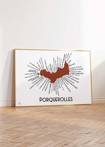 Carte de Porquerolles - Affiche 30x40 cm