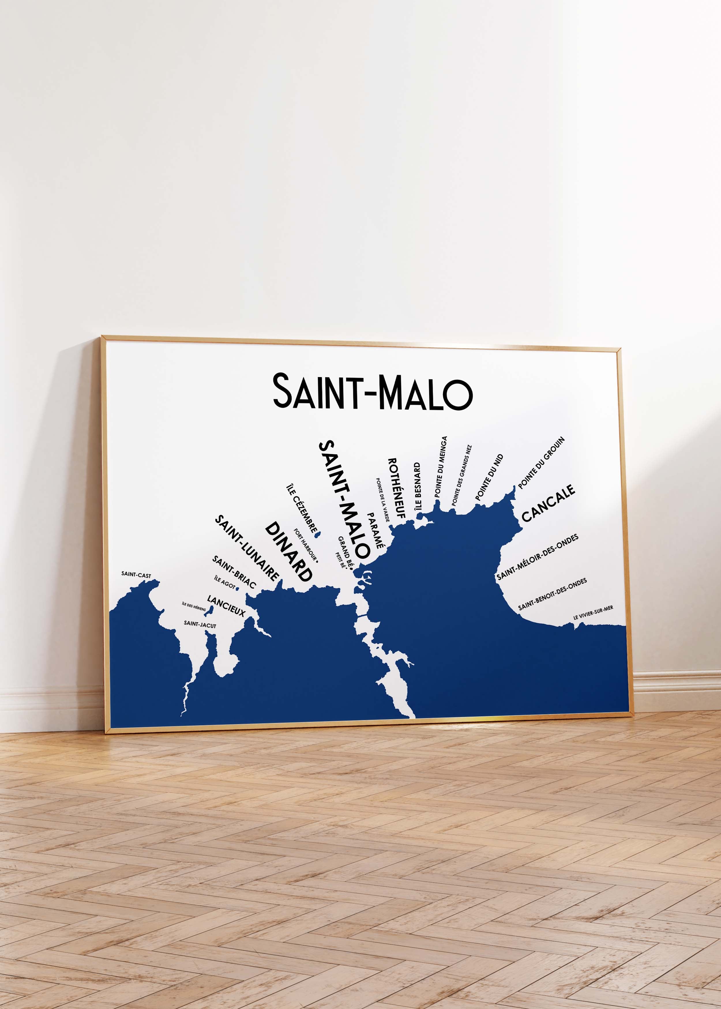 Carte de Saint-Malo - Affiche 30x40 cm