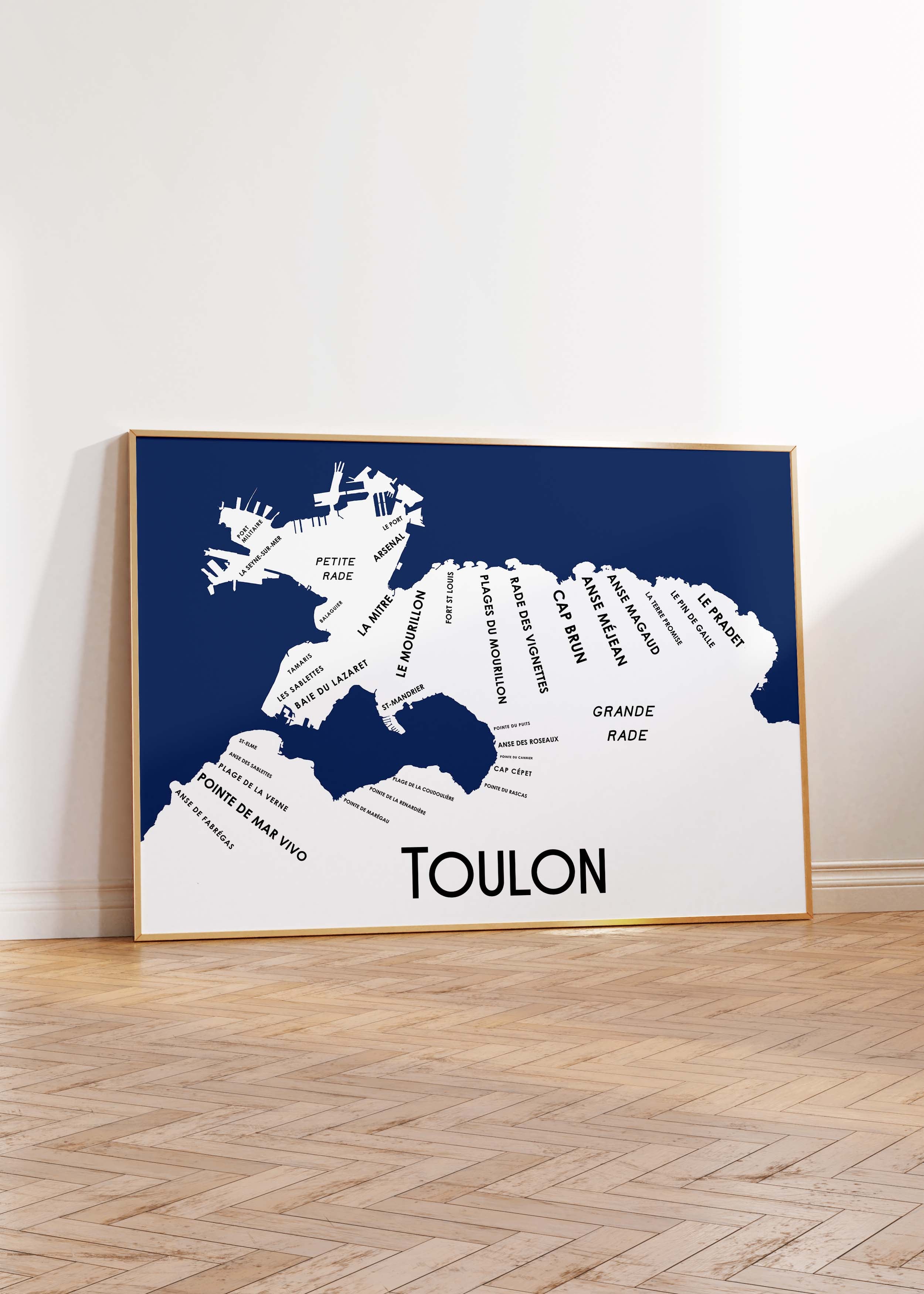 Carte de Toulon - Affiche 30x40 cm