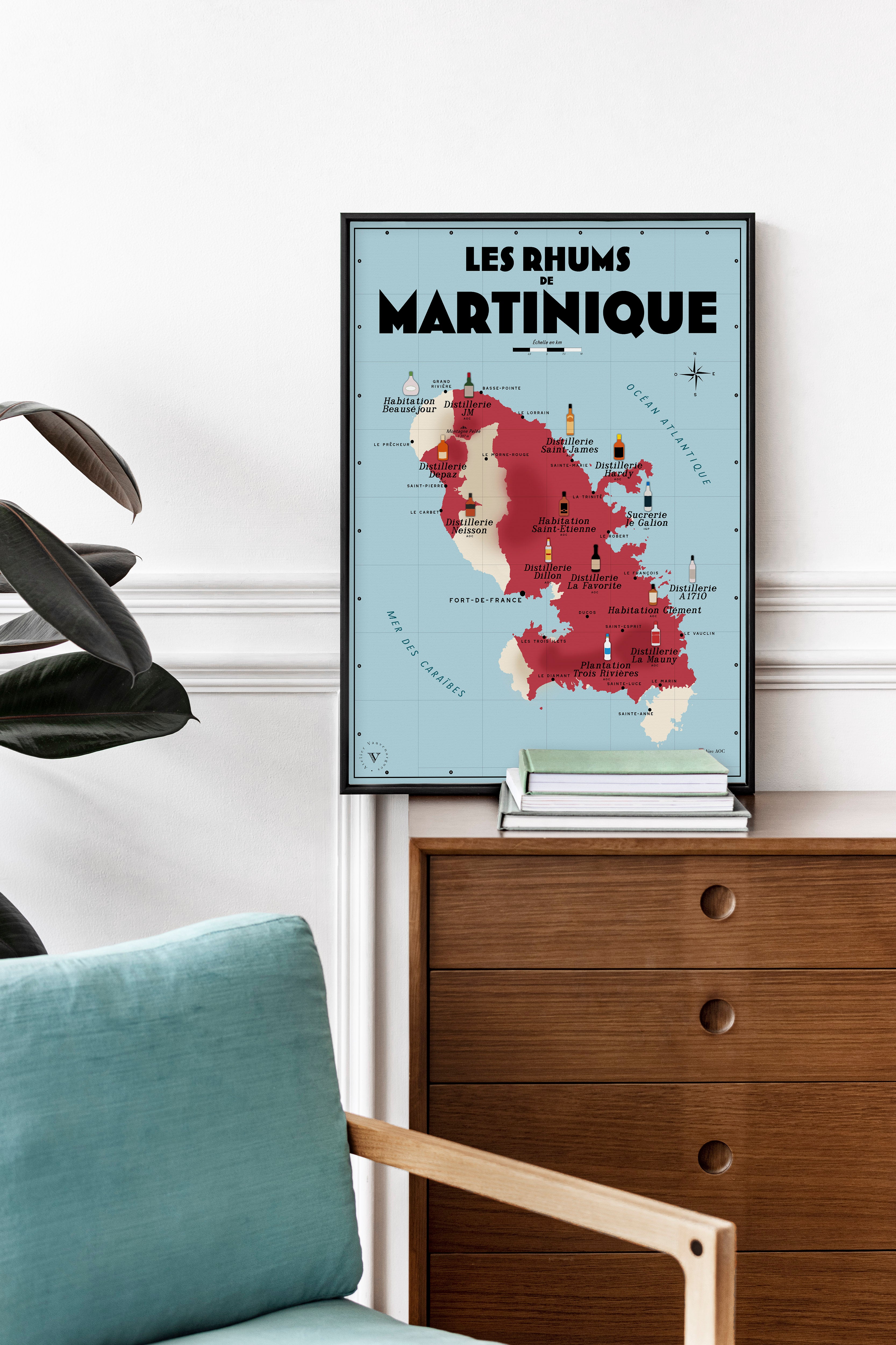 Carte des Rhums de Martinique - Affiche 30x40 ou 50x70 cm