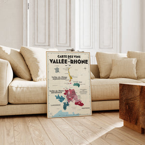 Carte des vins de la Vallée du Rhône - Affiche 30x40 ou 50x70 cm