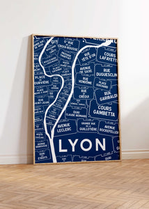 Carte des Rues de Lyon - Affiche 30x40cm
